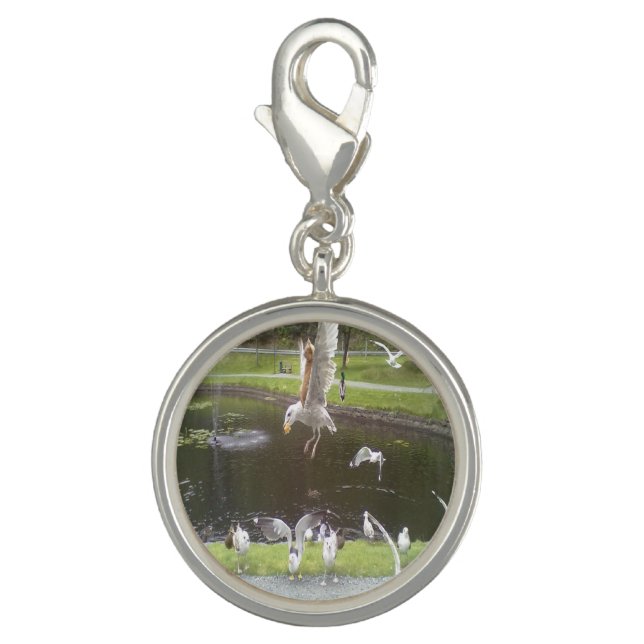Cat flying a Seagull Charm (Front)