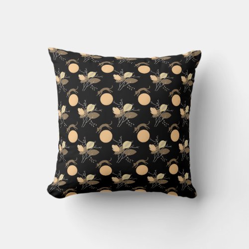 Cat flying over the moon Throw Pillow