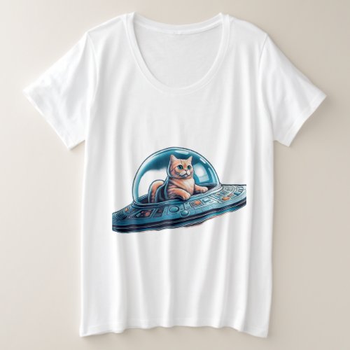 Cat Flying Saucer Explorer  Plus Size T_Shirt