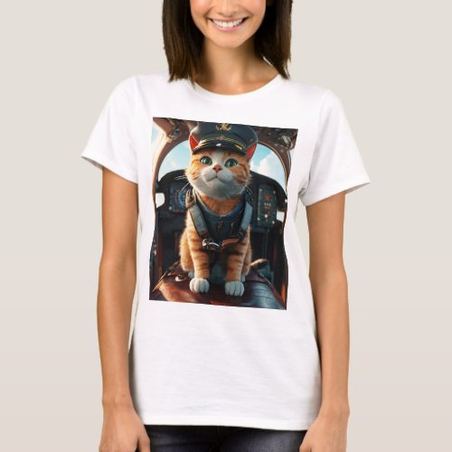 CAT FLYING THE AIRPLANE T_Shirt