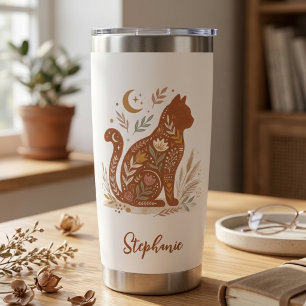 Cat Folk Art – Celestial Cat Mother Gift Insulated Tumbler