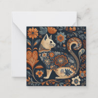 Cat folk art decoration note card