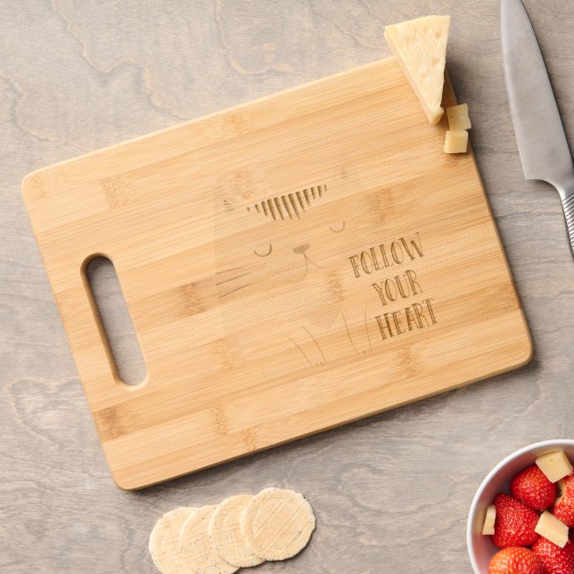 Cat Follow Your Heart Engraved Cutting Board (Cheese)