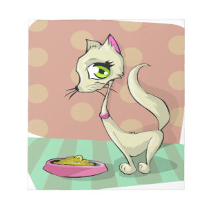 cat food eating breakfast gourmet notepad