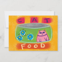 Cat Food Green Can - Funny Cat Greeting Card
