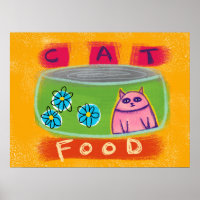 Cat Food Green Can - Funny Cat Poster Wall Art
