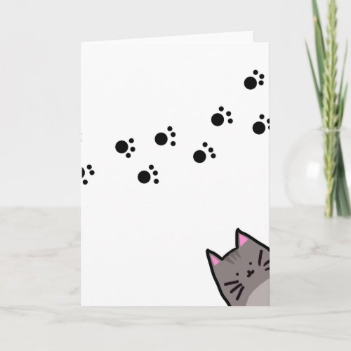 Cat footprint Christmas card