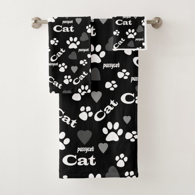 Cat footprints bath towel set (Insitu)