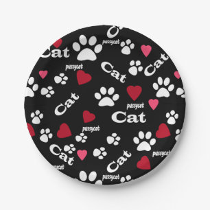 Cat footprints paper plates