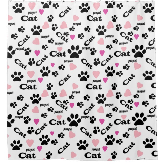 Cat footprints shower curtain (Front)
