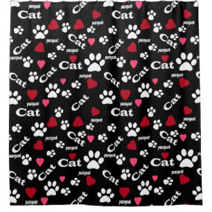 Cat footprints shower curtain