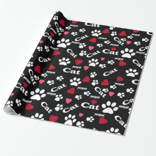 Cat footprints wrapping paper