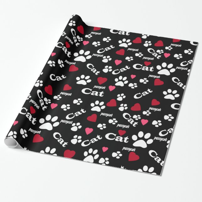 Cat footprints wrapping paper (Unrolled)