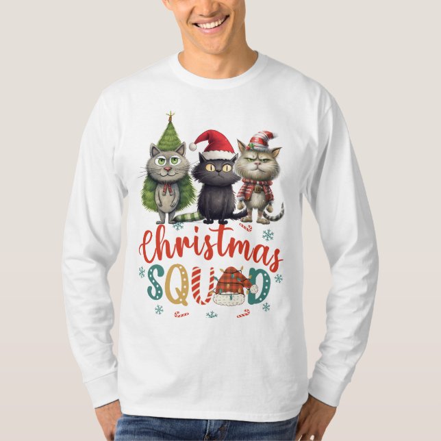 Cat for cat lovers for Christmas  SQUAD  funny T-Shirt (Front)