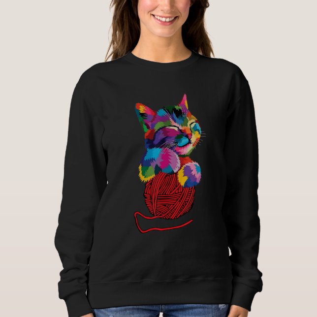 Cat  For Kitten  Colorful Art Kitty Adoption Sweatshirt (Front)