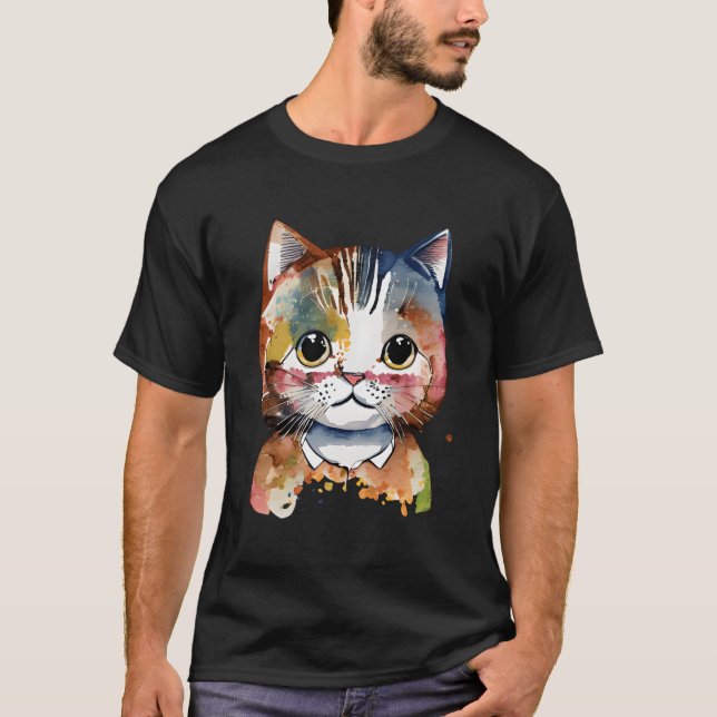Cat For Kitten Colorful Kitty Adoption T-Shirt (Front)