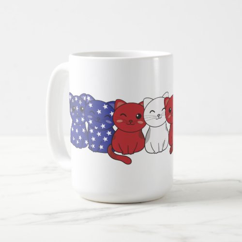 Cat For The Fourth Of July Usa Flag Cats Pile Coff Coffee Mug
