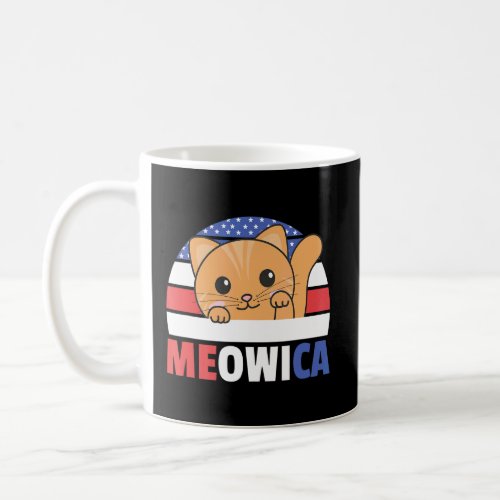 Cat For The Fourth Of July Usa Flag Meowica Usa Ca Coffee Mug
