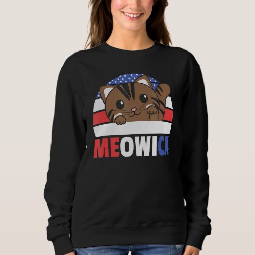 Cat For The Fourth Of July Usa Flag Meowica Usa Ca Sweatshirt