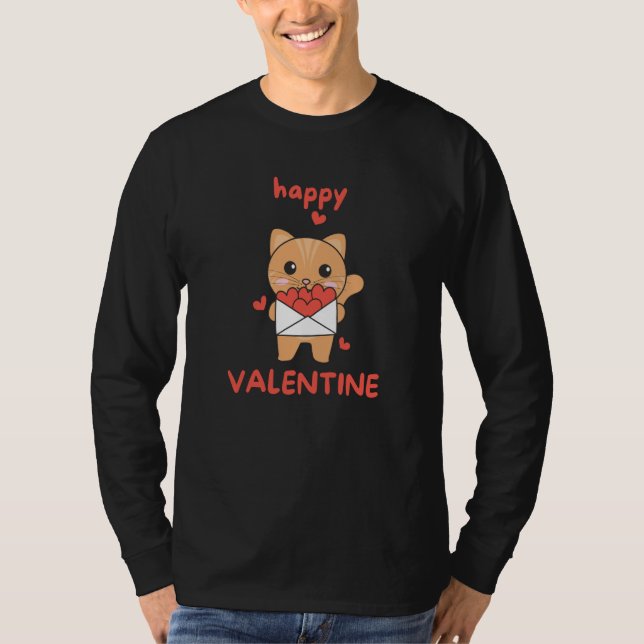 Cat For Valentine's Day Cute Animals With Hearts   T-Shirt (Front)