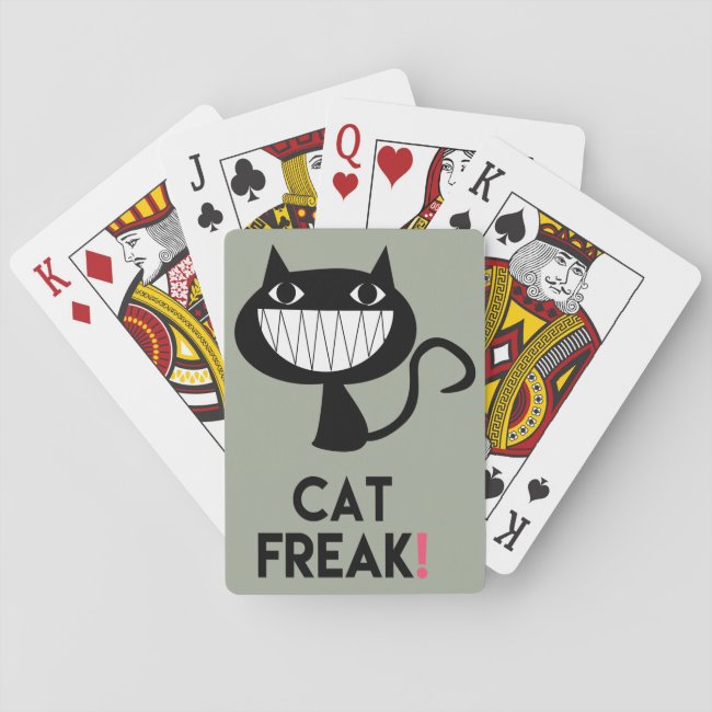 Cat Freak! Fun, Army Green Playing Cards