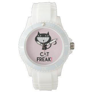 Cat Freak! Fun Pink Kids Wristwatch