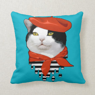cat Frenchman Throw Pillow