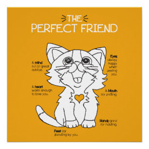 Cat Friends Art Kitten Best Friends Forever Art Poster