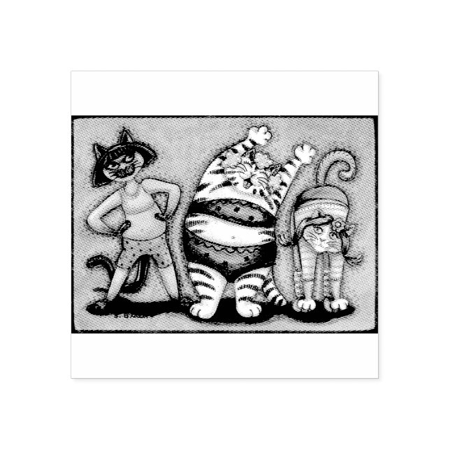CAT FRIENDS EXERCISE CLASS RUBBER STAMP (Imprint)