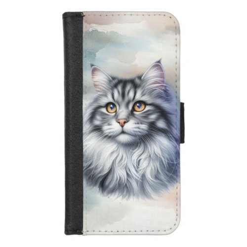Cat Full of Grace in watercolor iPhone 87 Wallet Case