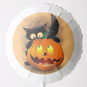 Cat Fun Halloween Character biting a Pumpkin Balloon