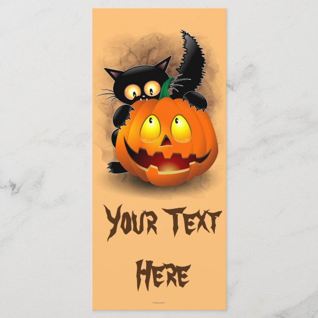 Cat Fun Halloween Character biting a Pumpkin Menu (Front)