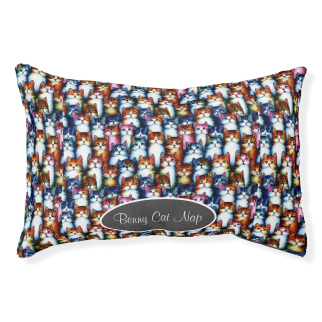 Cat Fun Pattern Personalize Cat Nap Pet Bed (Front)