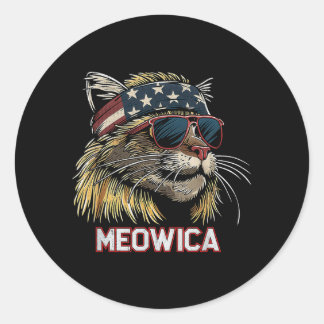Cat - Funny 4th of July American Flag Mothers Day Classic Round Sticker