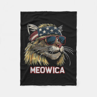Cat - Funny 4th of July American Flag Mothers Day Fleece Blanket
