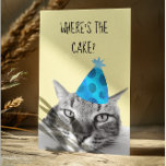 Cat Funny Birthday Card Where's the cake<br><div class="desc">This design was created though digital art. It may be personalized in the area provide or customizing by choosing the click to customize further option and changing the name, initials or words. You may also change the text color and style or delete the text for an image only design. Contact...</div>