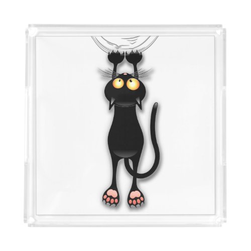 Cat funny Character Scratching Fabric Acrylic Tray