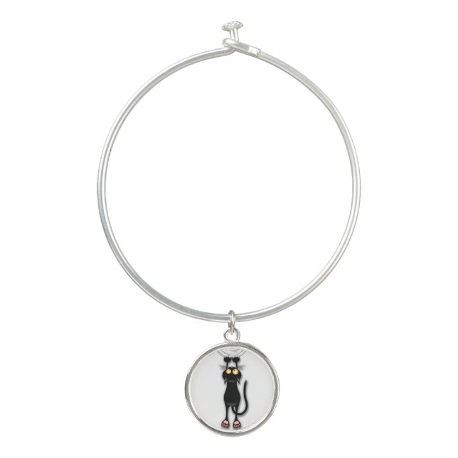 Cat funny Character Scratching Fabric Bangle Bracelet (Front)