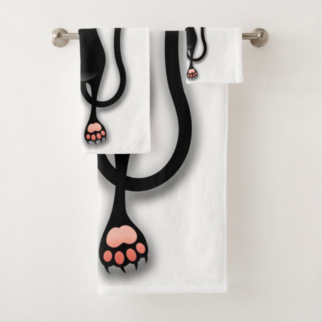 Cat funny Character Scratching Fabric Bath Towel Set (Insitu)