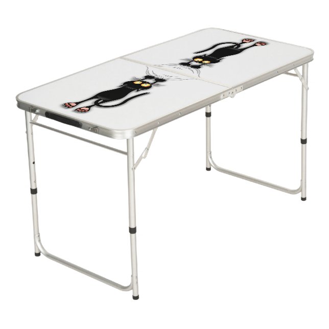 Cat funny Character Scratching Fabric Beer Pong Table (Angled)
