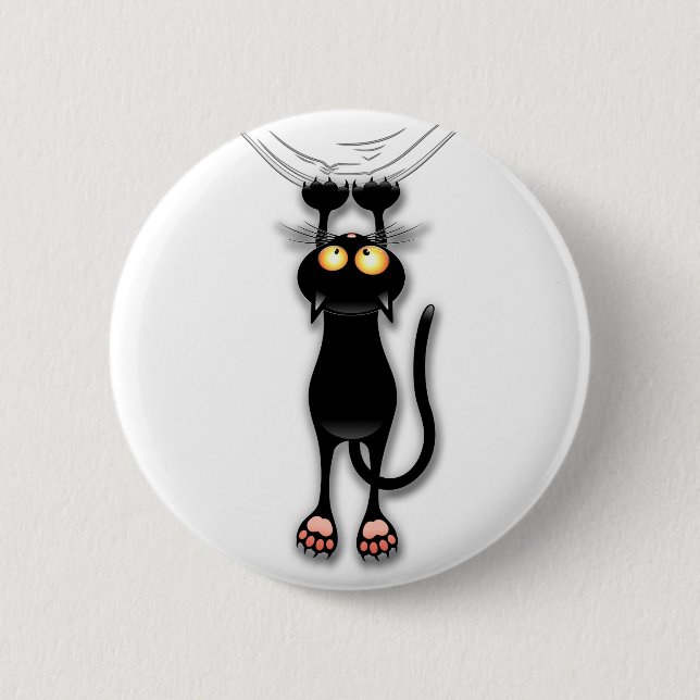 Cat funny Character Scratching Fabric Button (Front)