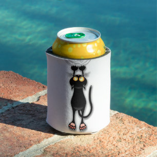 Cat funny Character Scratching Fabric Can Cooler