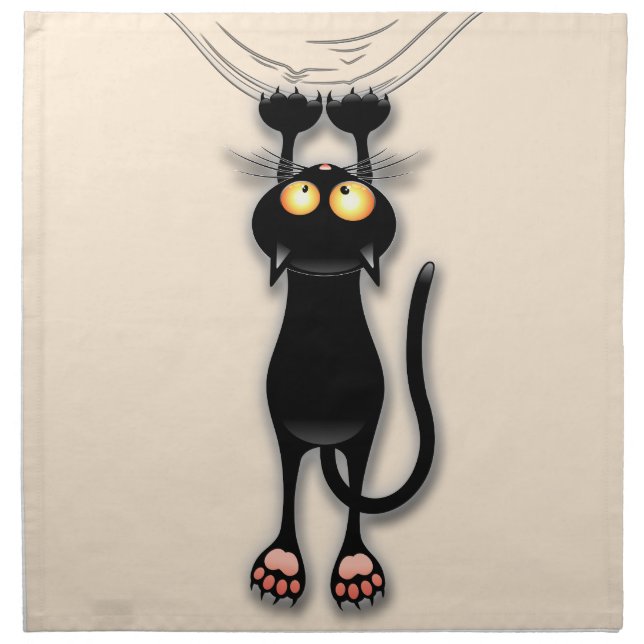 Cat funny Character Scratching Fabric Cloth Napkin (Front)
