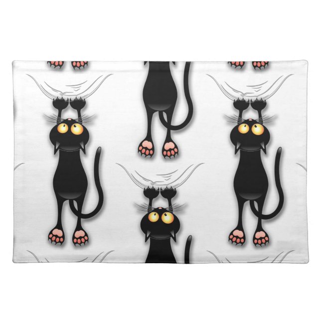 Cat funny Character Scratching Fabric Cloth Placemat (Front)