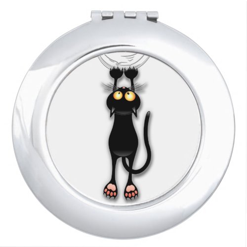Cat funny Character Scratching Fabric Compact Mirror
