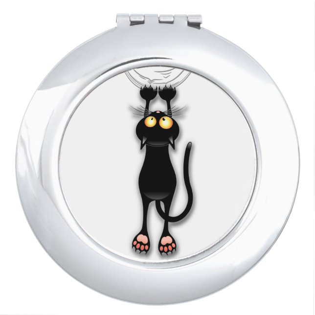 Cat funny Character Scratching Fabric Compact Mirror (Front)