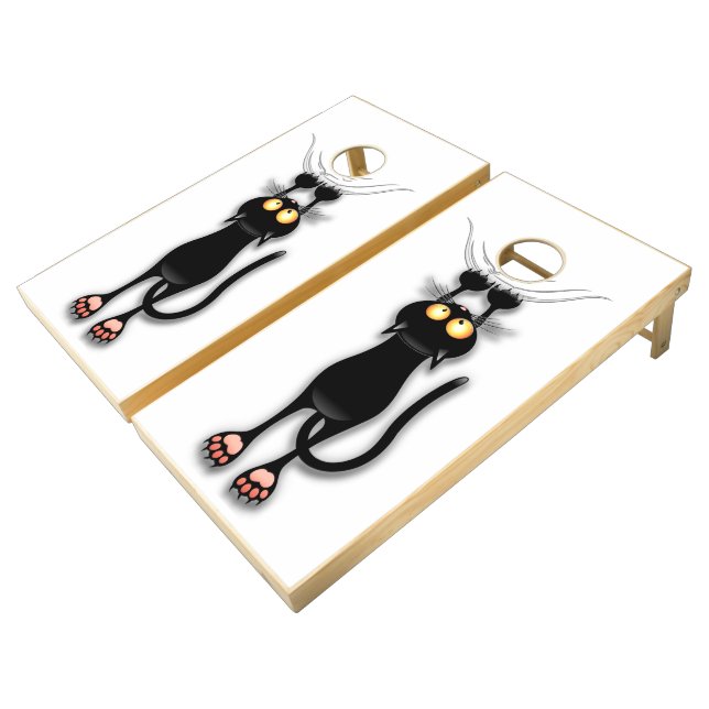 Cat funny Character Scratching Fabric Cornhole Set (Angled)