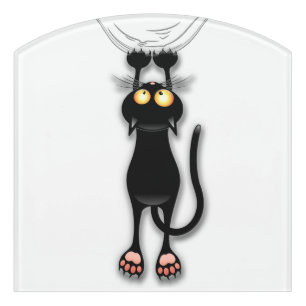 Cat funny Character Scratching Fabric Door Sign