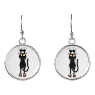 Cat funny Character Scratching Fabric Earrings