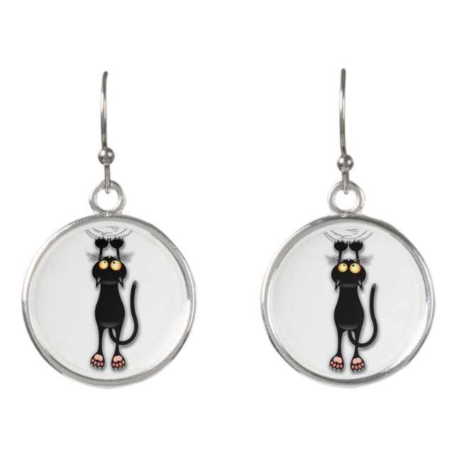 Cat funny Character Scratching Fabric Earrings (Front)